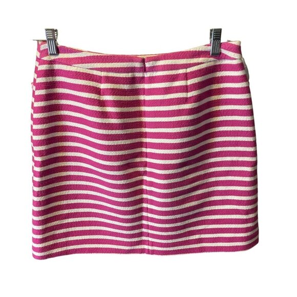 Halogen Pink White Striped Tweed Straight Short Skirt Sz 10 - Picture 2 of 6